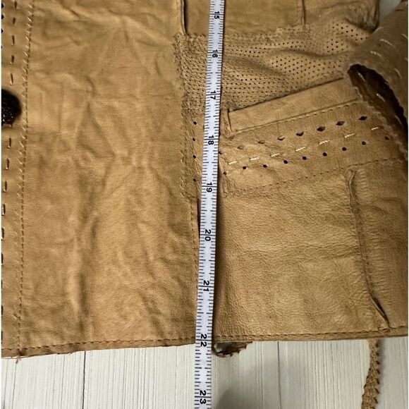 Wilson’s Camel Yellow patchwork leather jacket with stitching laser cut western - Picture 13 of 15